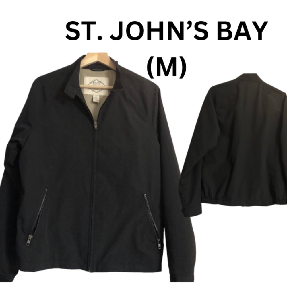 St. John's Bay Men's Parka Jacket - Medium - Black - Water-Repellent - Like New